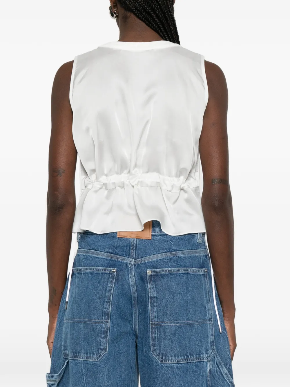 sacai Gilet met trekkoord en knopen Wit