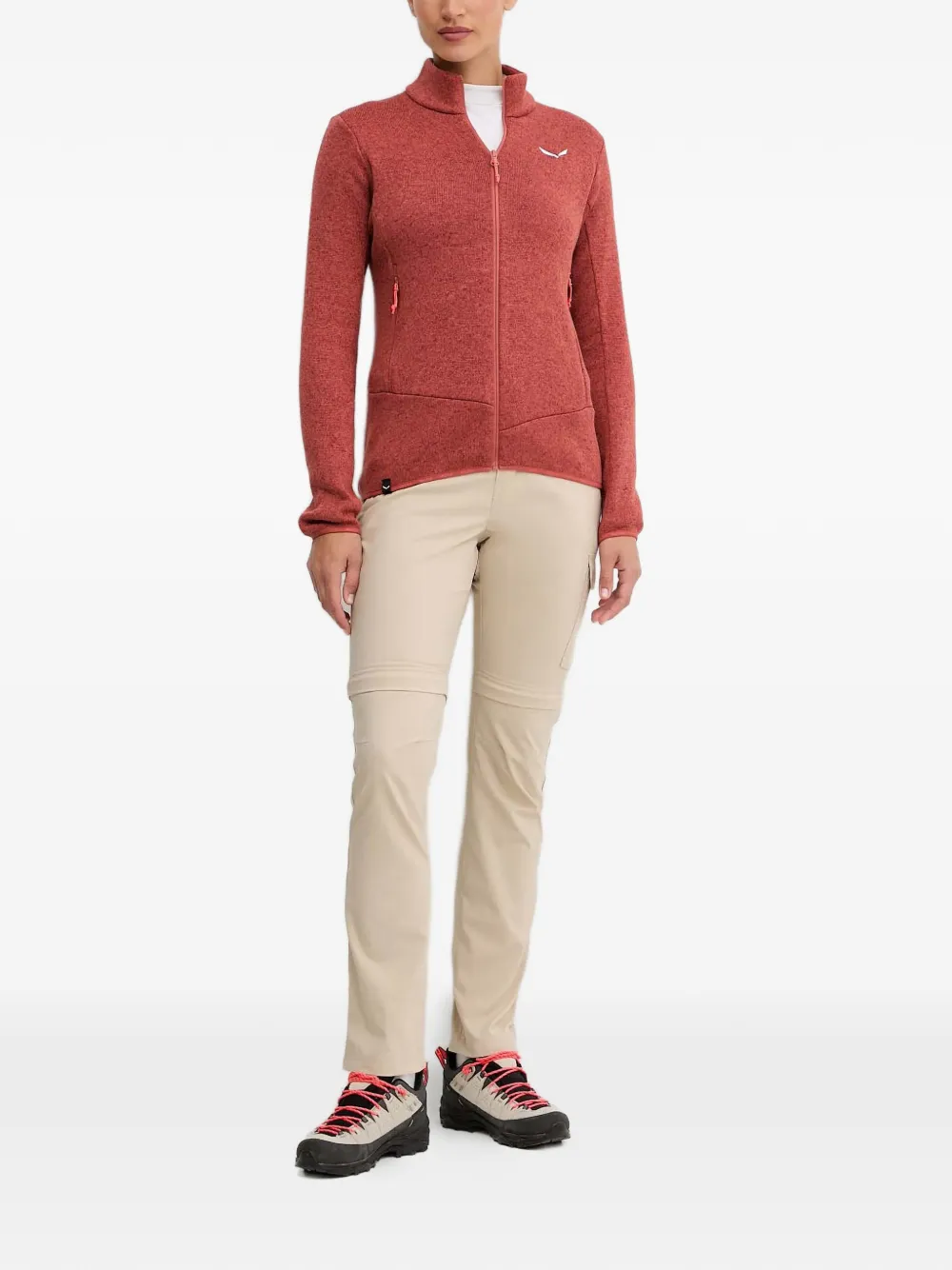  Salewa Zipped Mock-neck Sweater - Red 