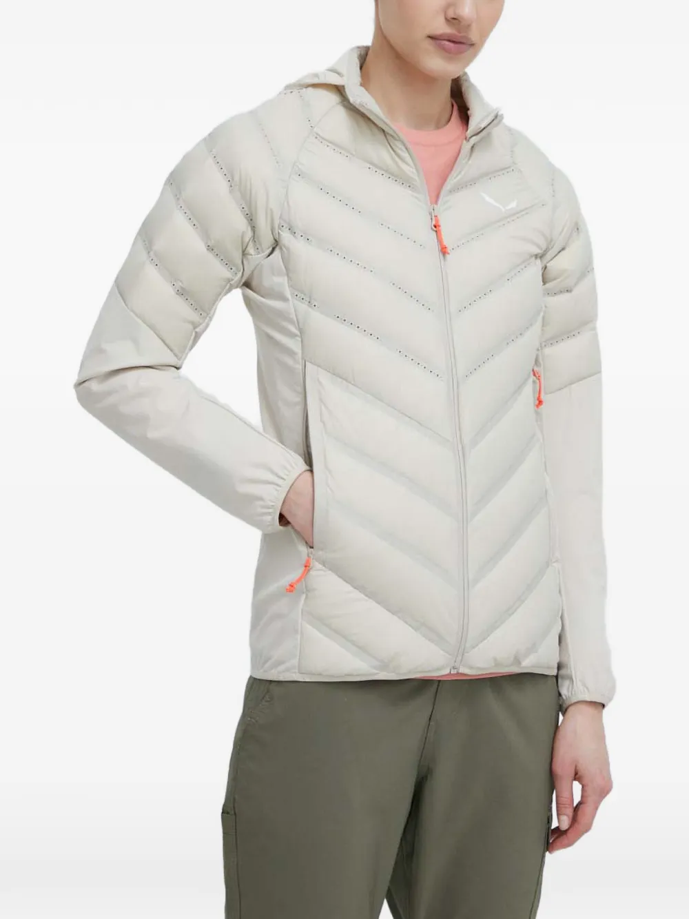 Salewa Hooded Quilted Performance Jacket - Neutrals 