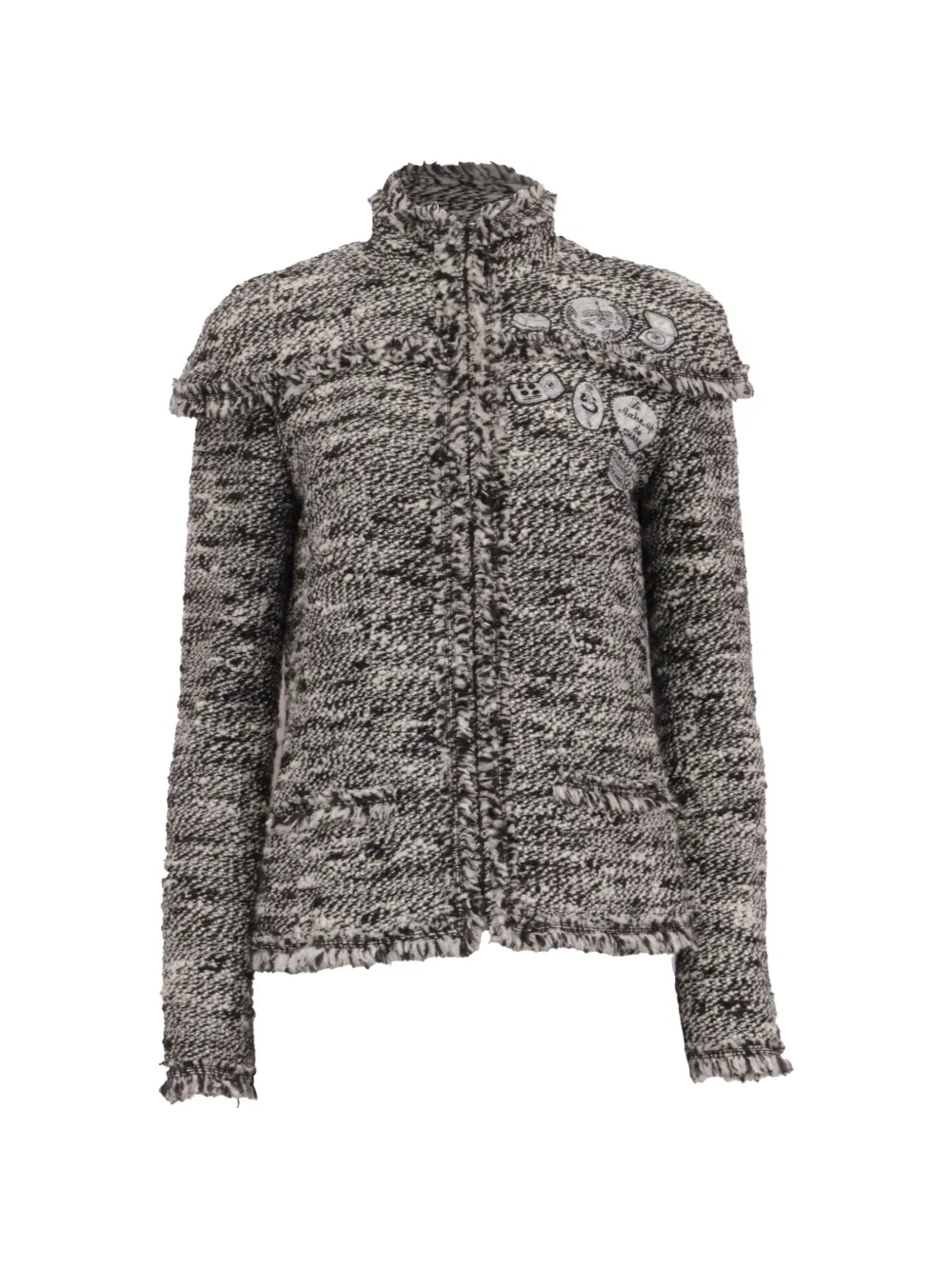 Pre-owned Chanel Zip-up Tweed Jacket In Black