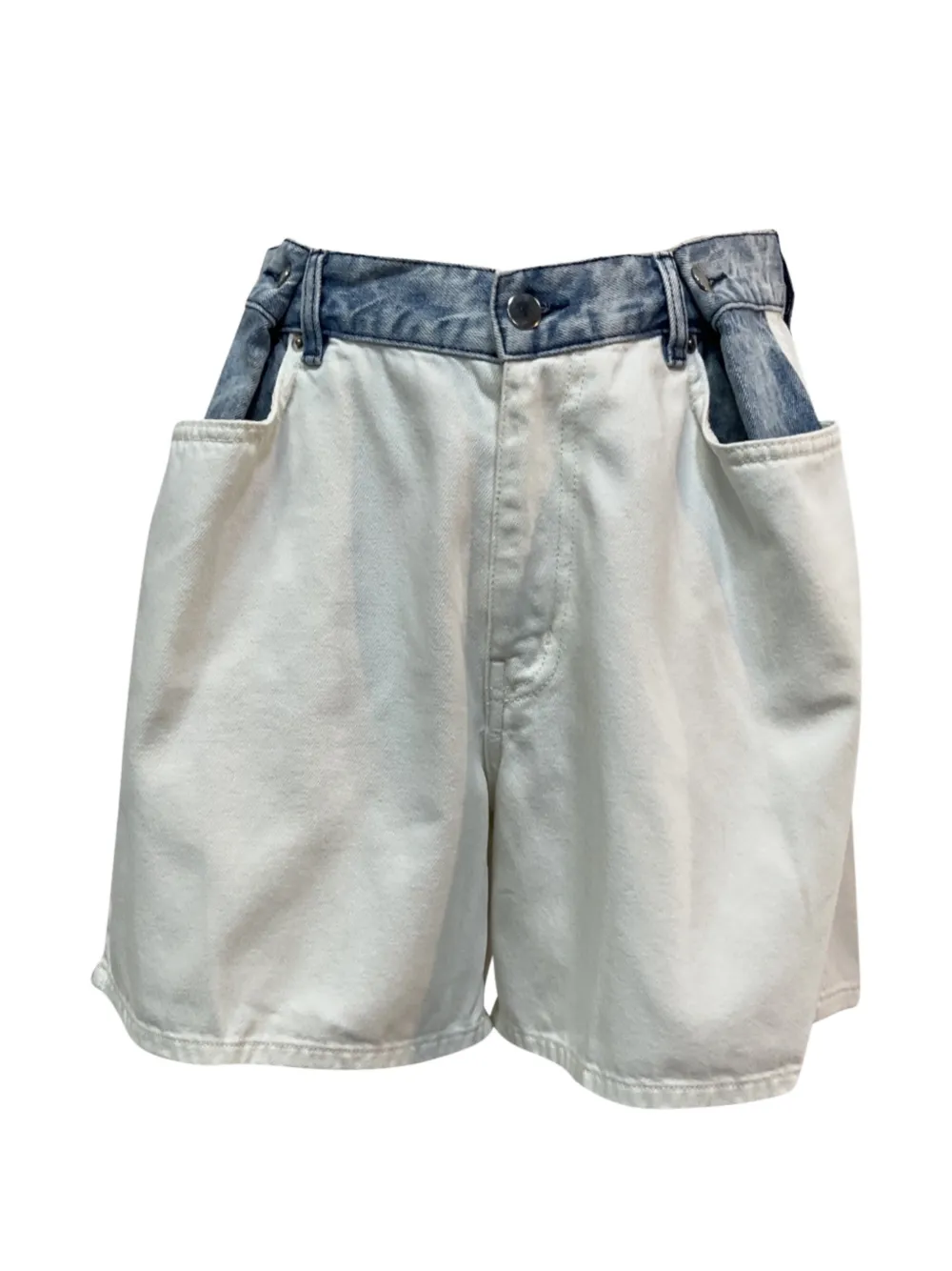 The Frankie Shop Denim colour-block shorts - Bianco
