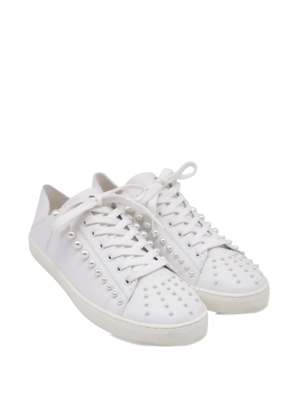 Stuart Weitzman 2024 pearl-embellished leather sneakers - Wit