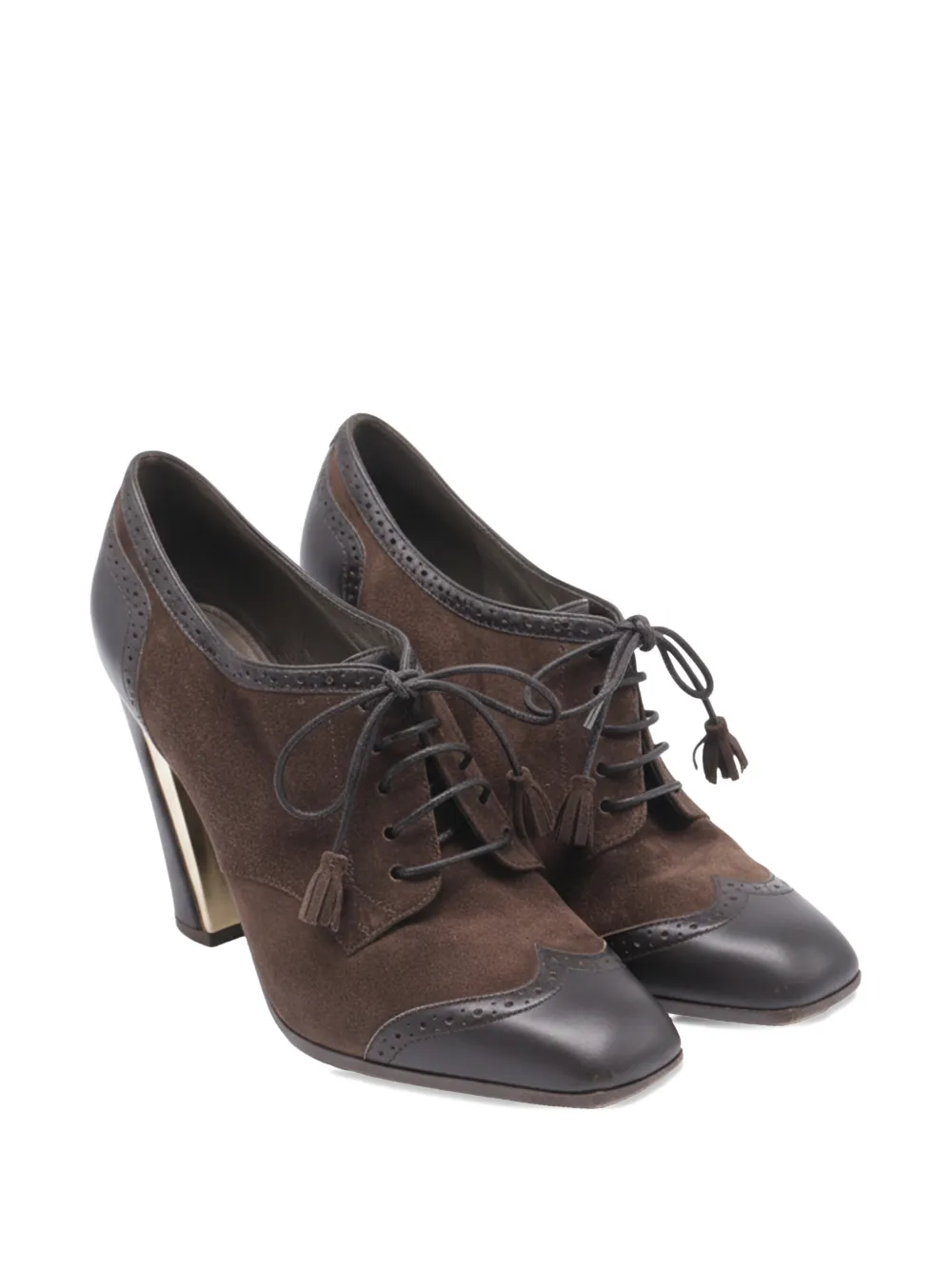 Ferragamo Pre-Owned lace-up brogue heeled pumps - Bruin