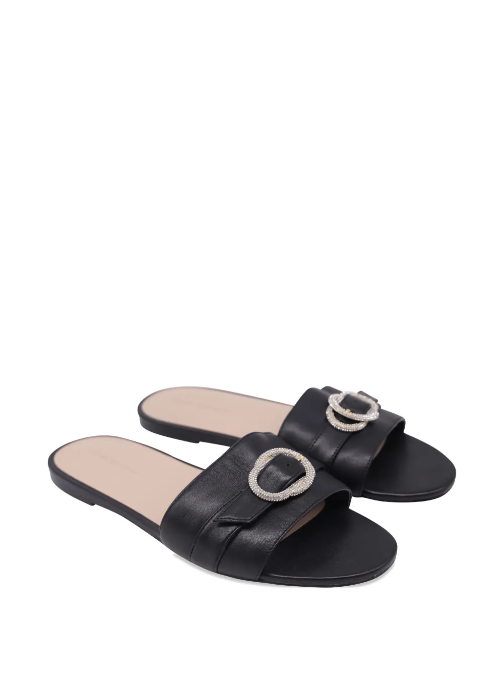 Stuart Weitzman crystal-embellished leather sandals - Zwart