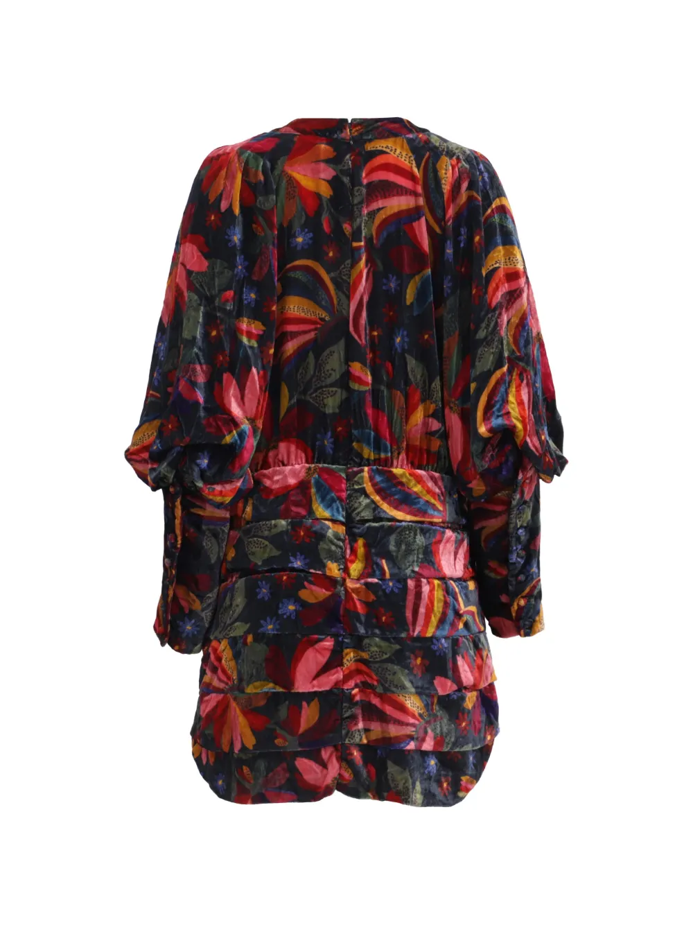 FARM Rio printed bishop-sleeve dress - Zwart