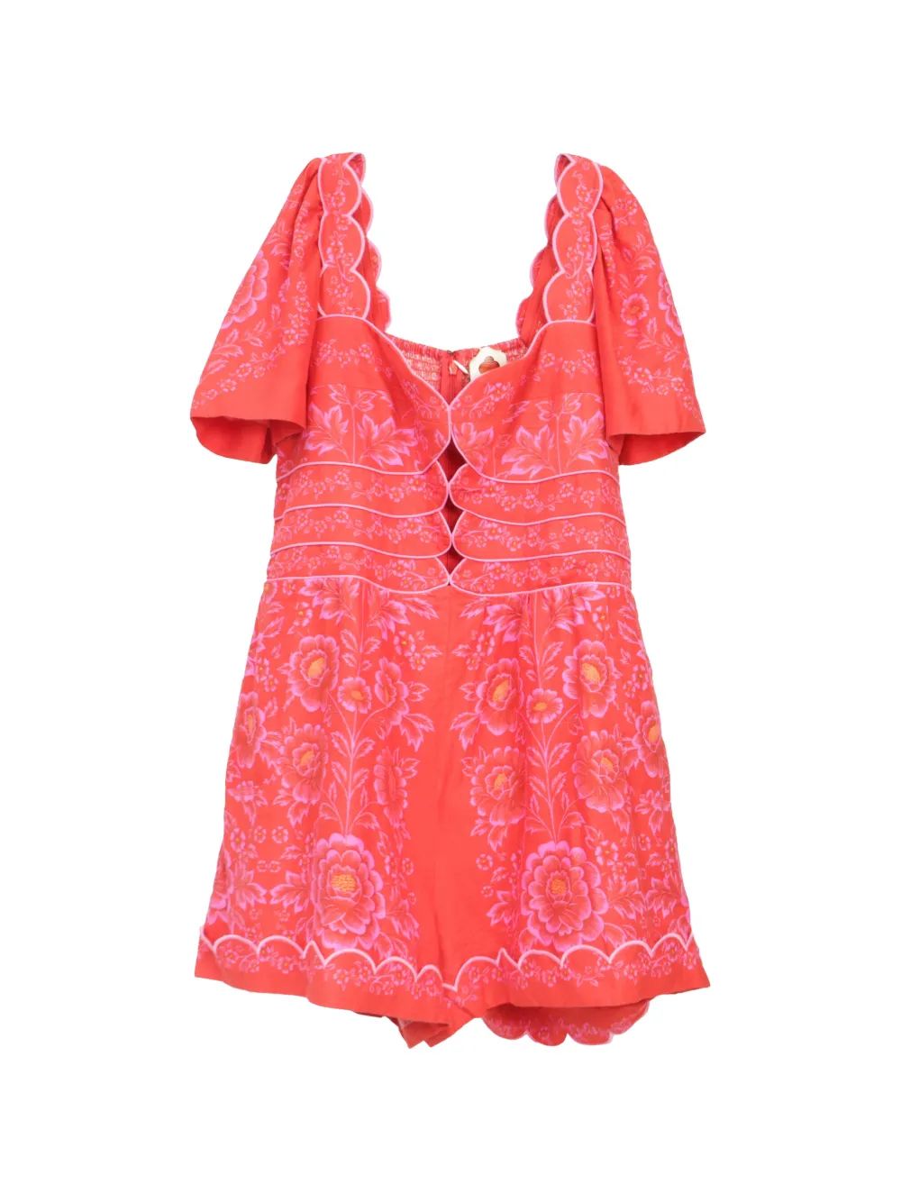 FARM Rio floral-print cut-out playsuit - Rosso
