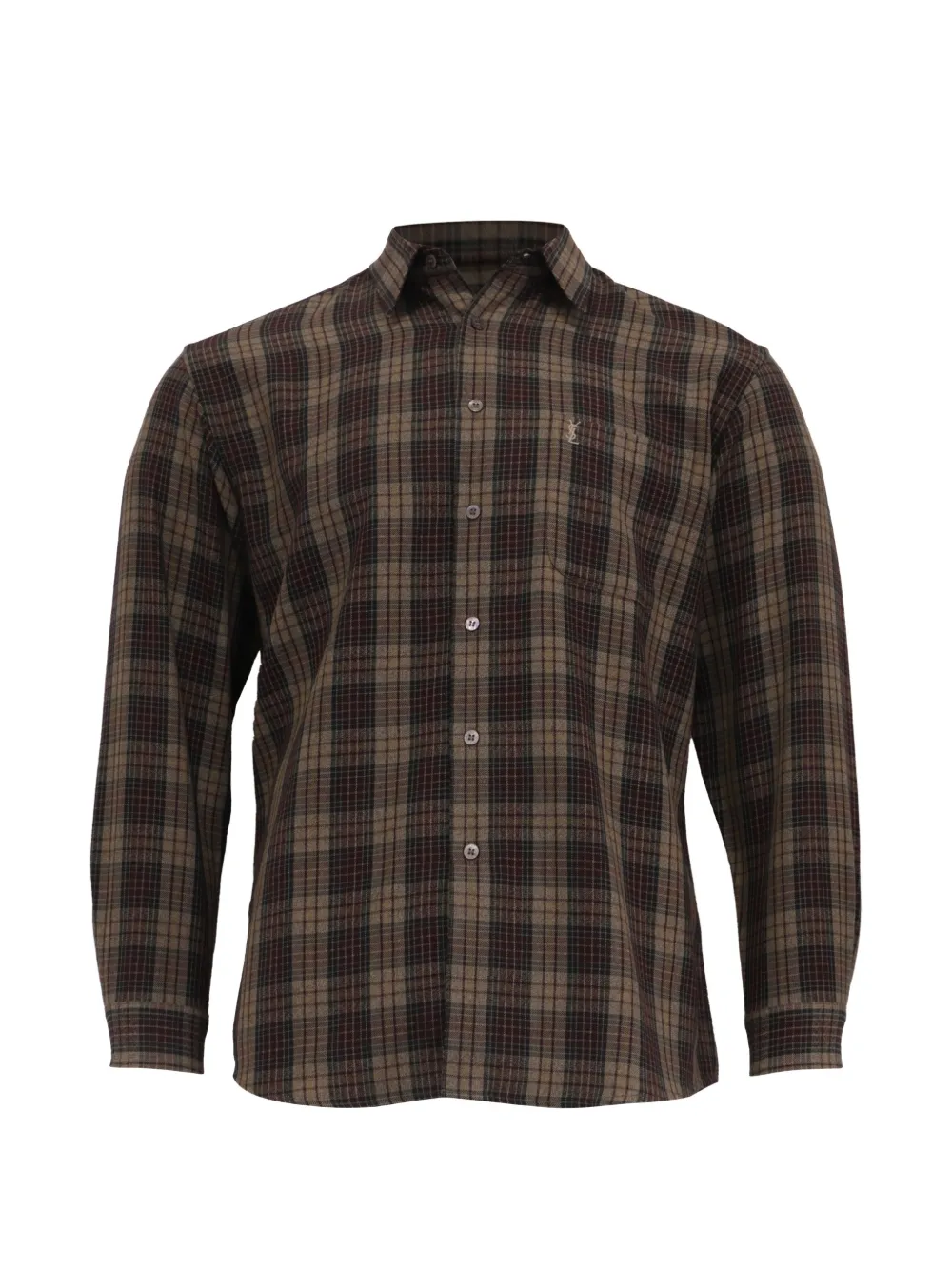 Saint Laurent Pre-Owned flannel checked shirt - Marrone