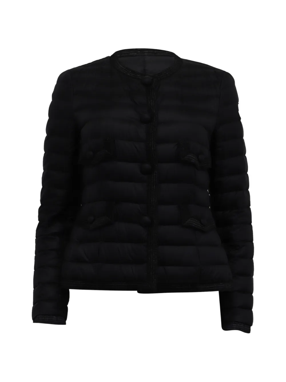 Pre-owned Moncler Vintage Buttoned Front-pocket Puffer Jacket In Black
