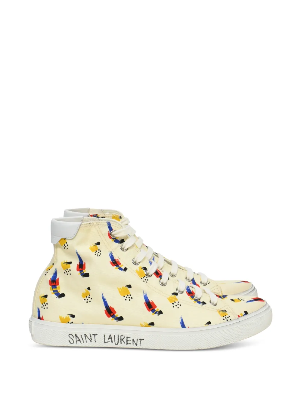 Saint Laurent Pre-Owned mid-top printed sneakers - Nude