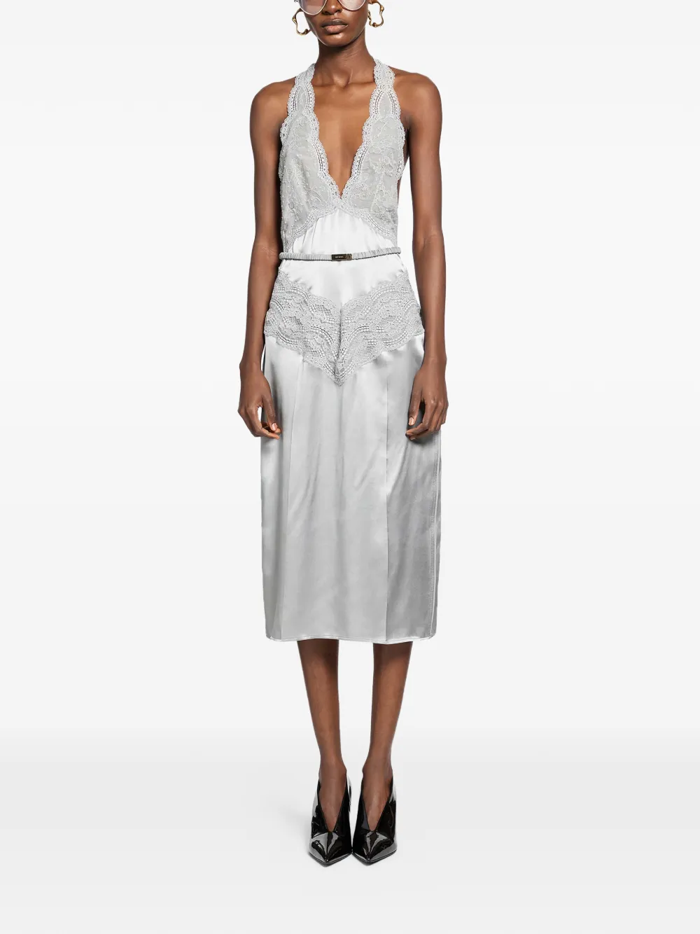 Gucci Midikleid mit Spitze - Grau