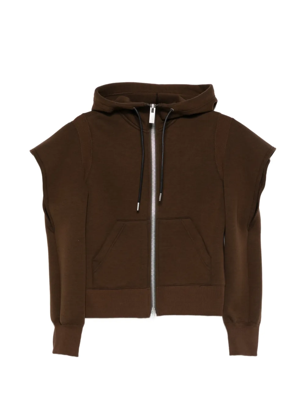 sacai hooded zip hoodie - Marrone