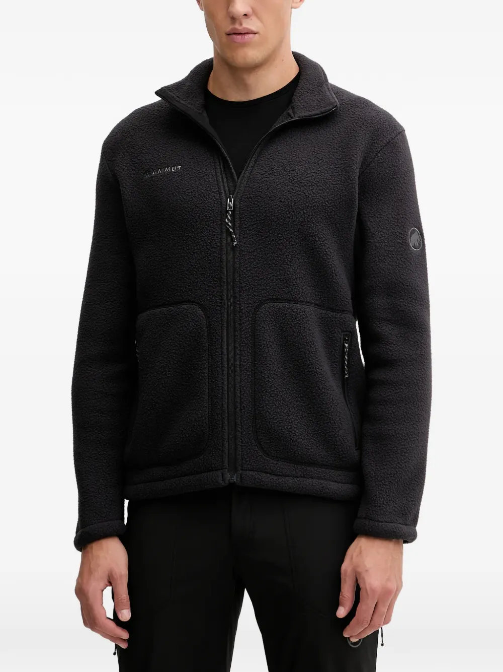 Mammut Logo-embroidered Fleece Jacket In Black