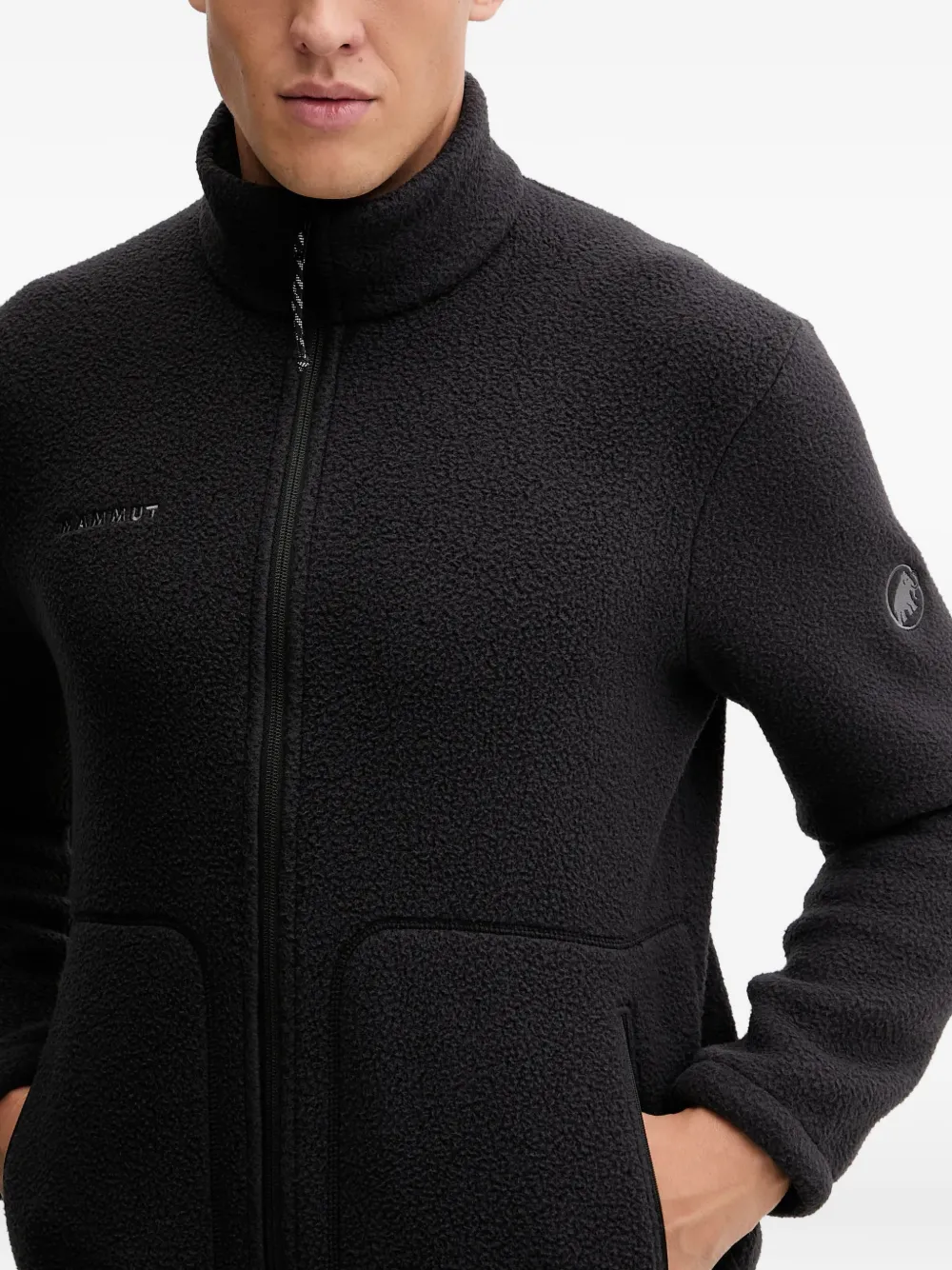 logo-embroidered fleece jacket