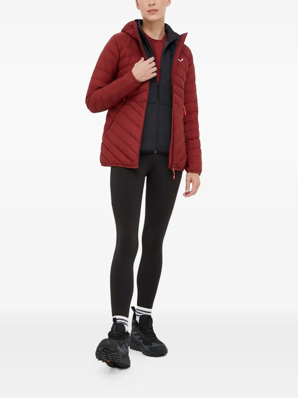  Salewa Hooded Quilted Jacket - Red 