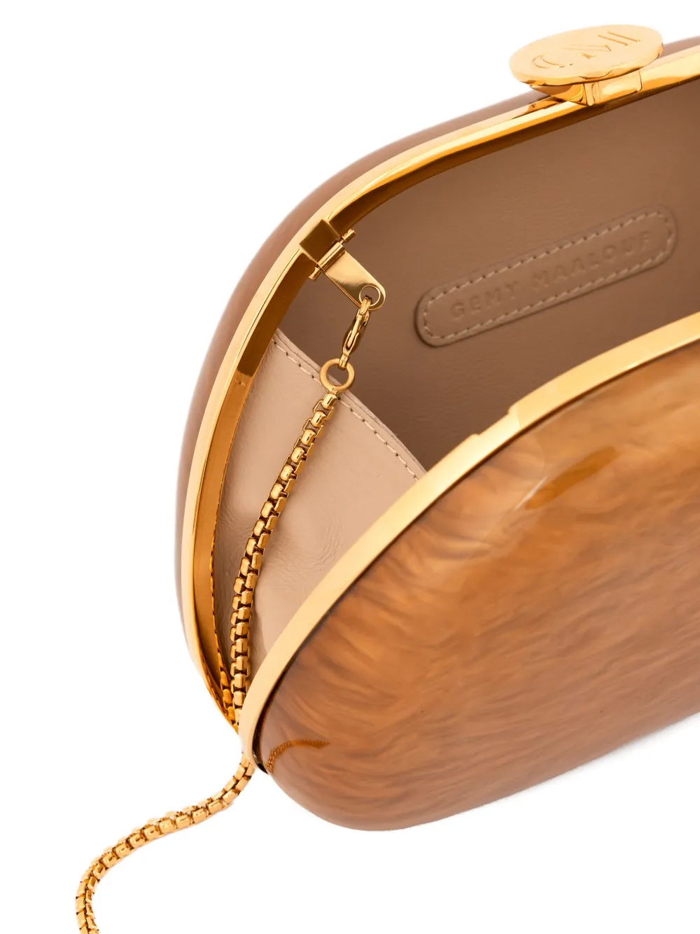 Gemy Maalouf Clutch met kettinghengsel Bruin