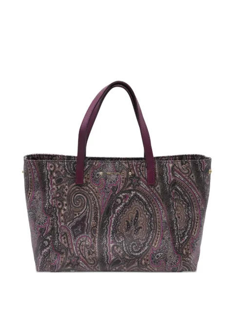 Etro Vintage paisley print leather tote bag