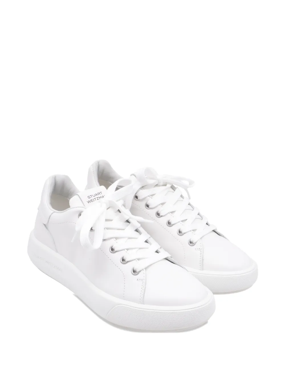 Stuart Weitzman leather lace-up sneakers - Wit