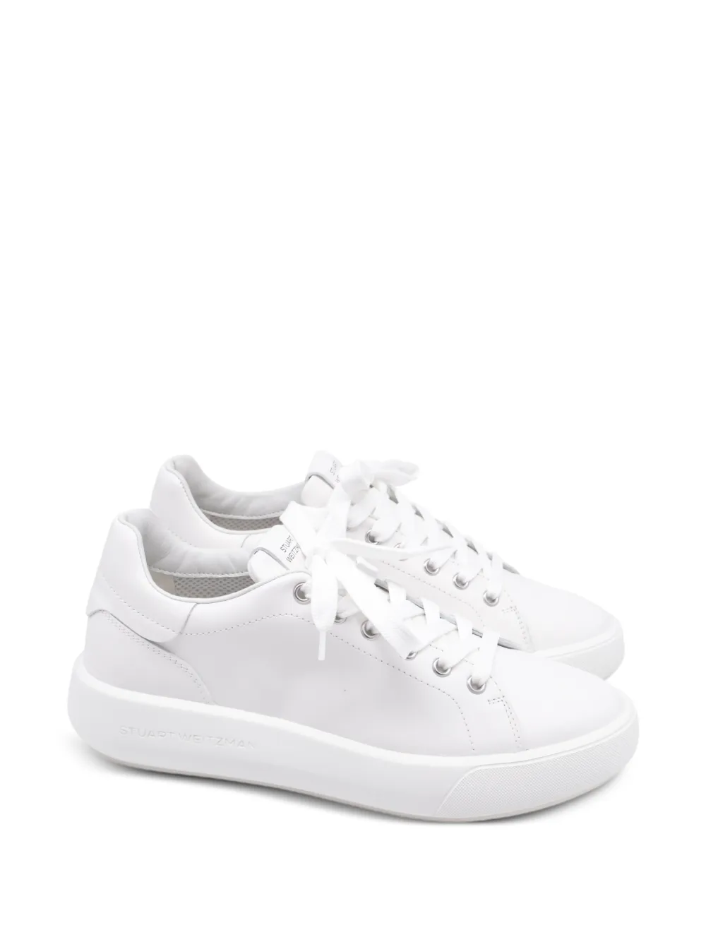 Stuart Weitzman leather lace-up sneakers - Bianco