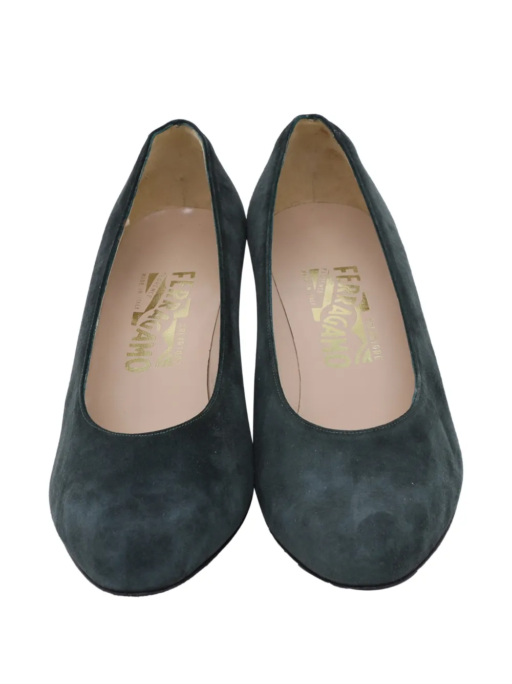 Ferragamo Pre-Owned block-heel suede pumps - Groen