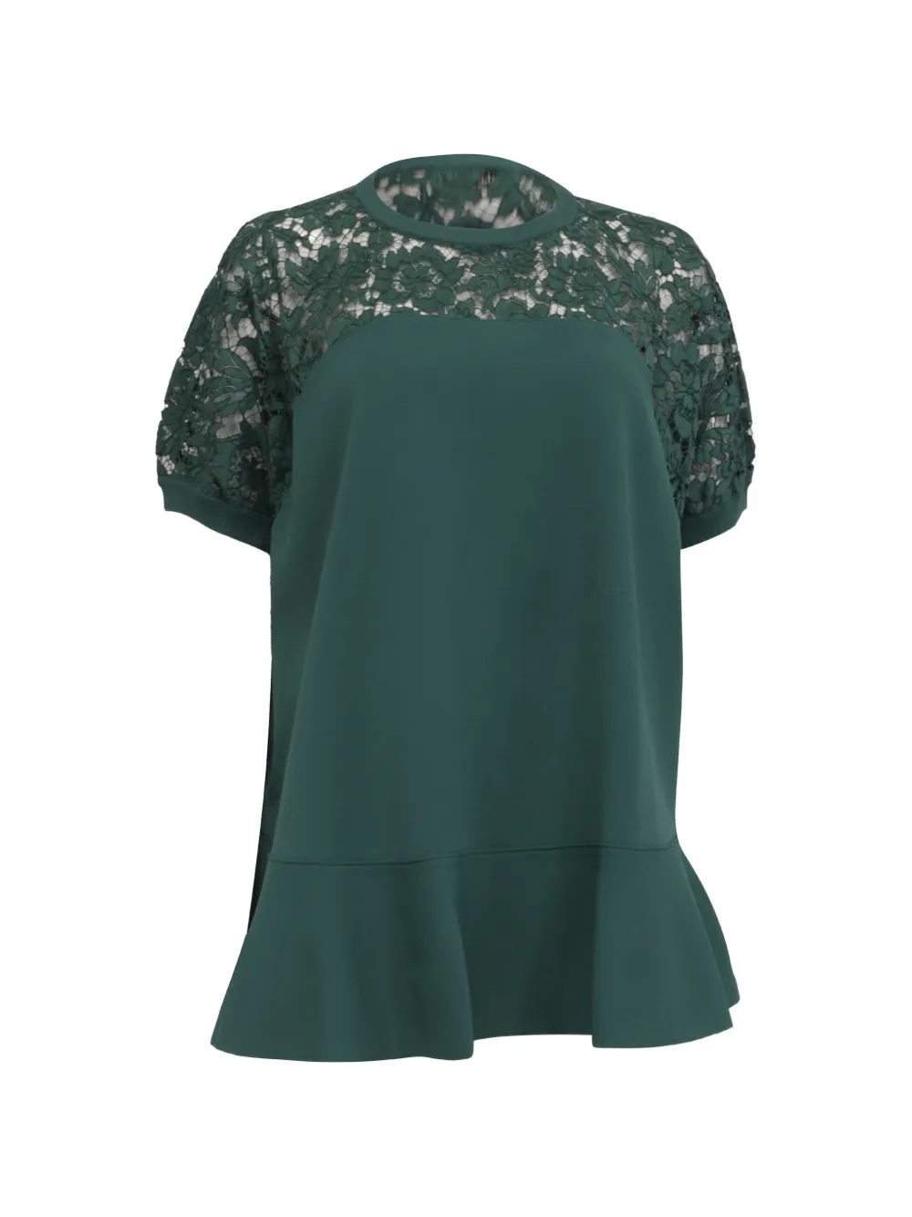 Valentino Garavani Pre-Owned lace-panelled peplum top - Verde