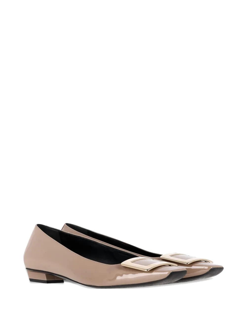 Roger Vivier Vintage buckle-detail leather ballet flats - Beige