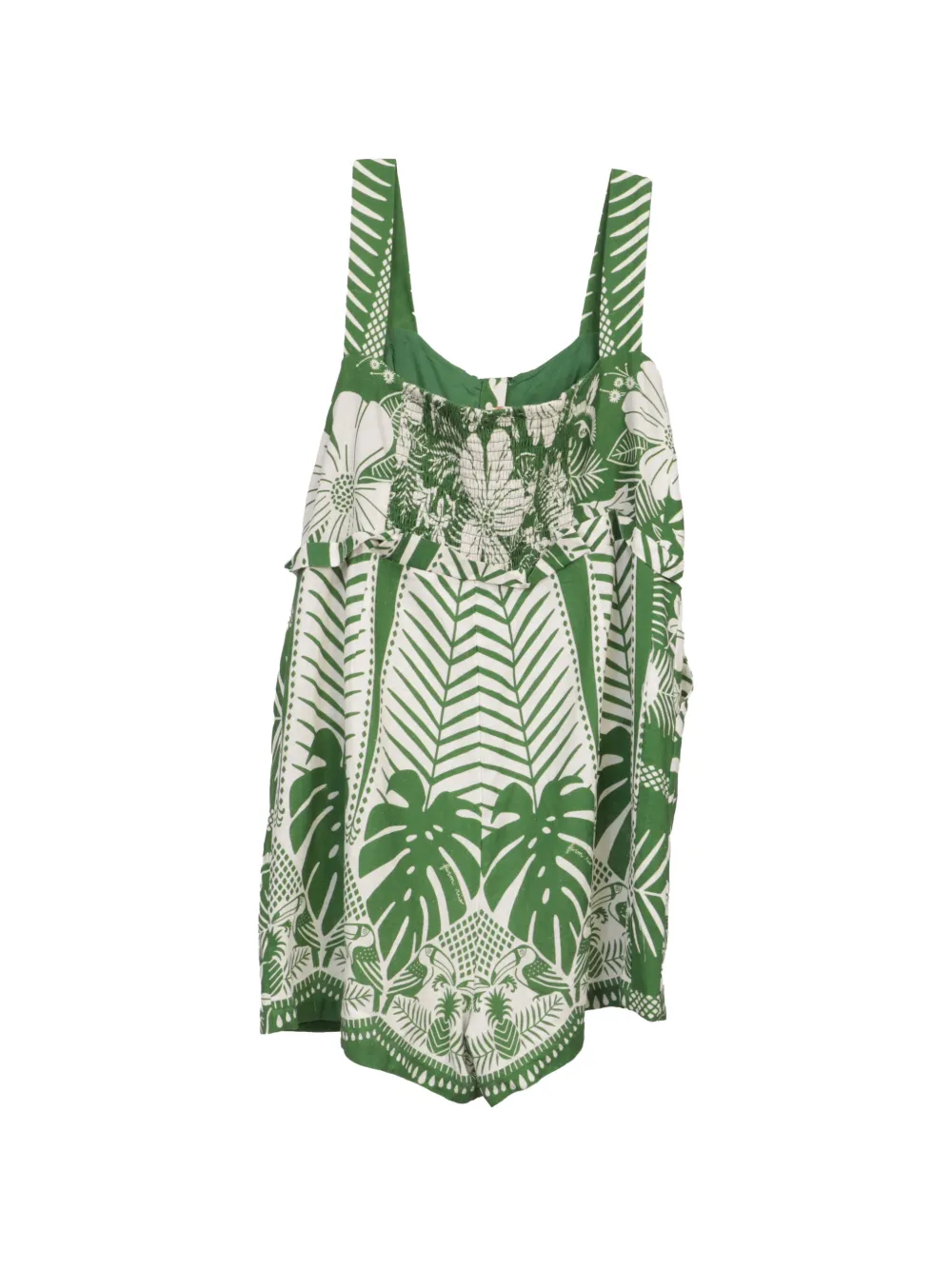 FARM Rio Macaw print linen playsuit - Groen