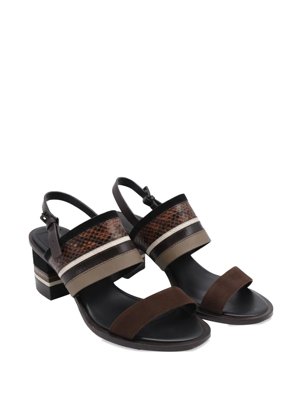 Tory Burch Edina suede-panel leather sandals - Bruin