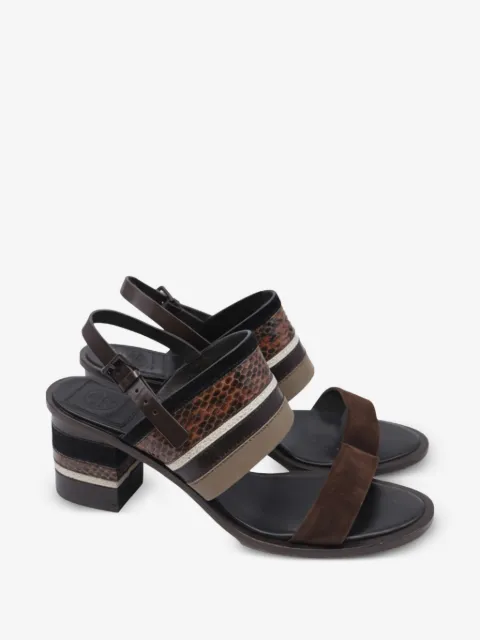 Tory Burch Edina suede-panel leather sandals