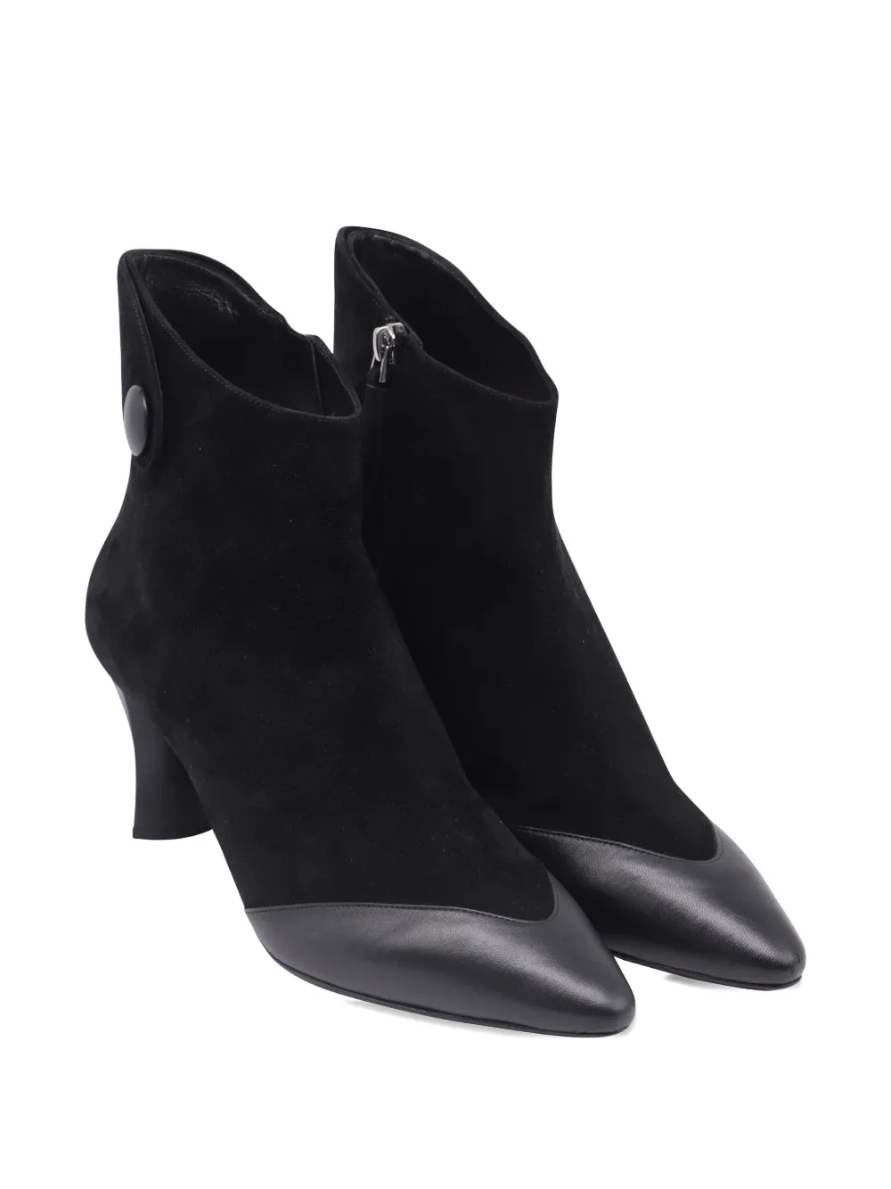 Giorgio Armani Pre-Owned pointed-toe button-detail ankle boots - Zwart