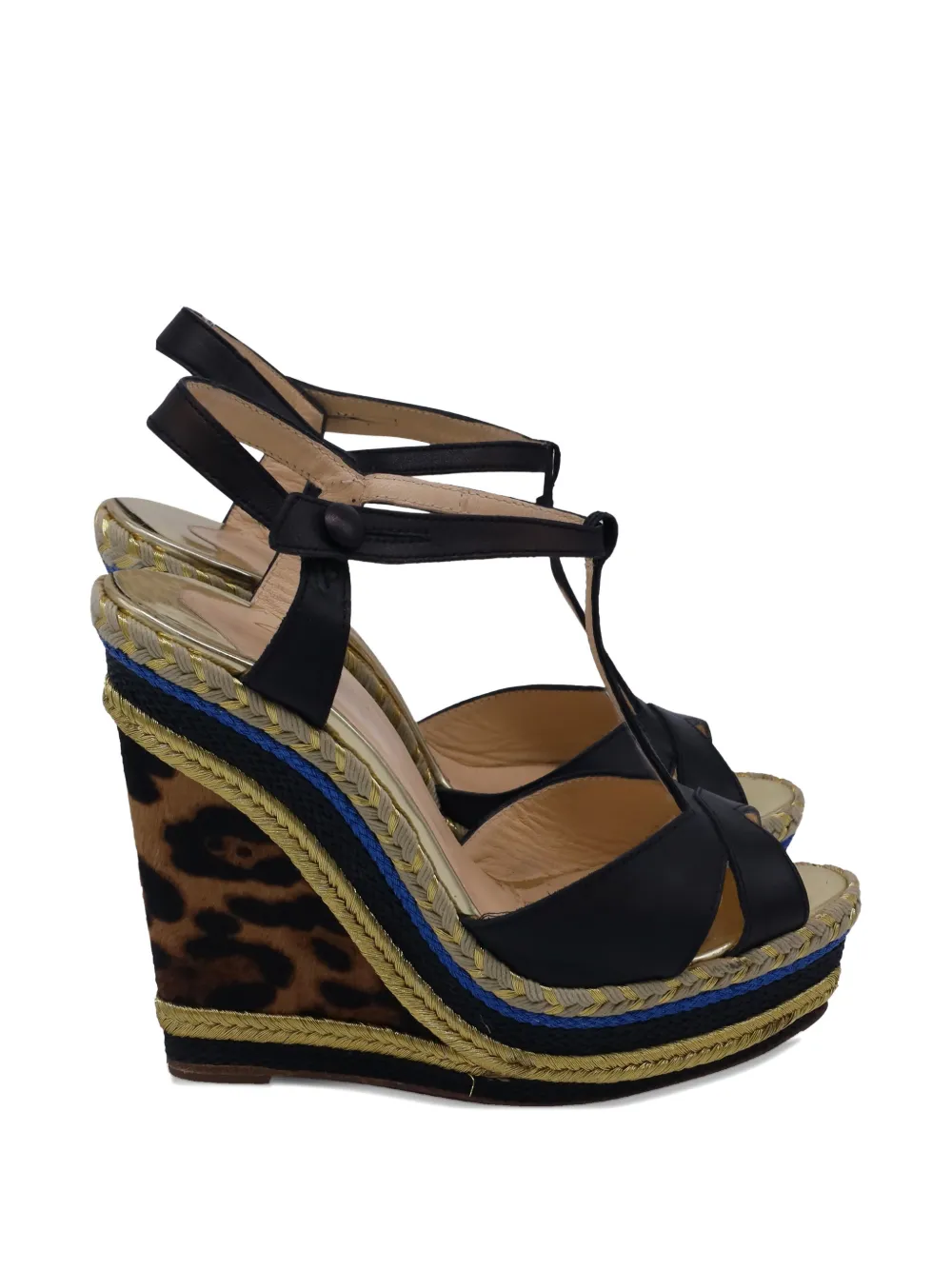 Christian Louboutin Pre-Owned Trotolita braided wedge sandals - Nero