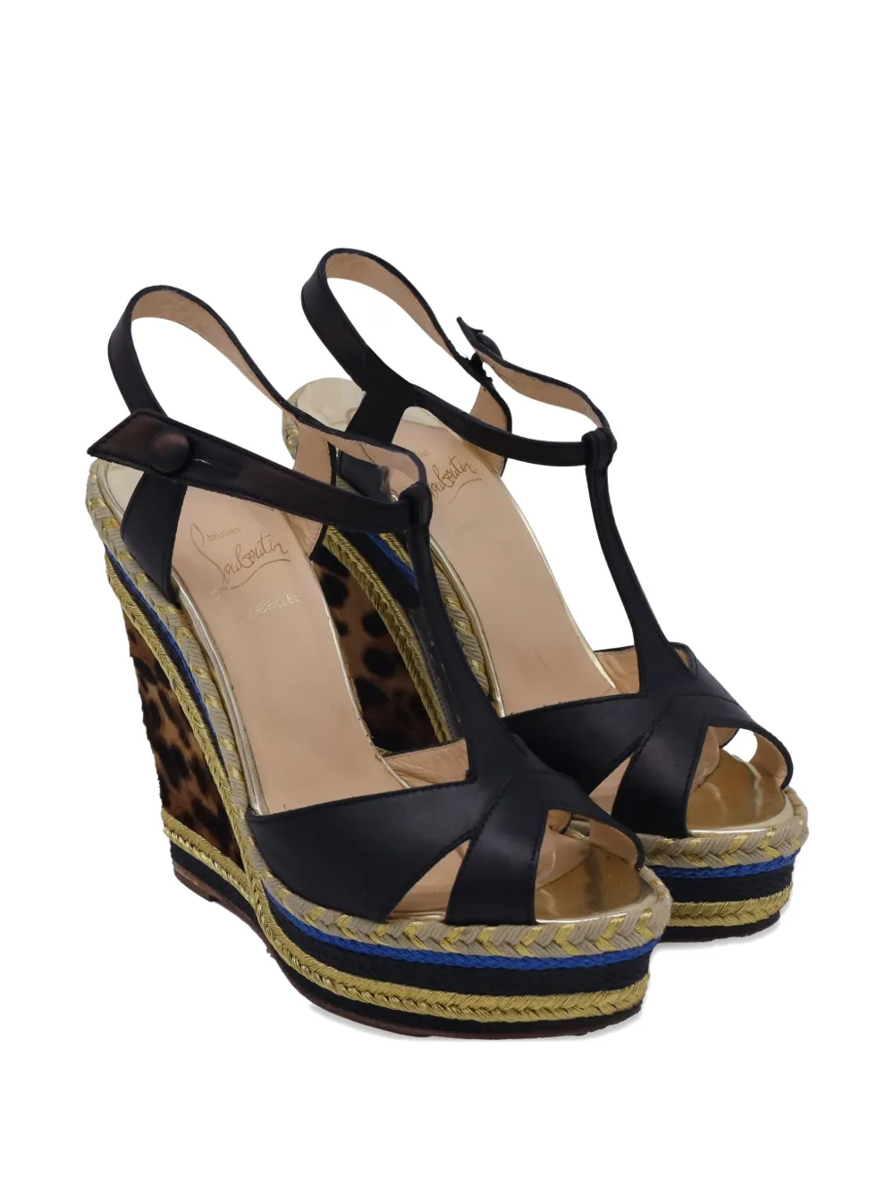 Christian Louboutin Pre-Owned Trotolita braided wedge sandals - Zwart
