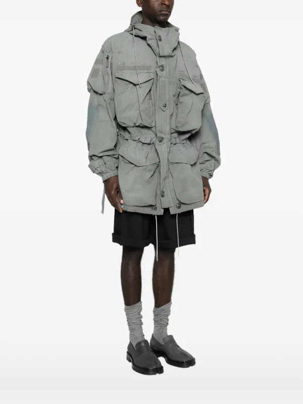 Maison Margiela Hooded multi-pocket Coat | Grey | FARFETCH