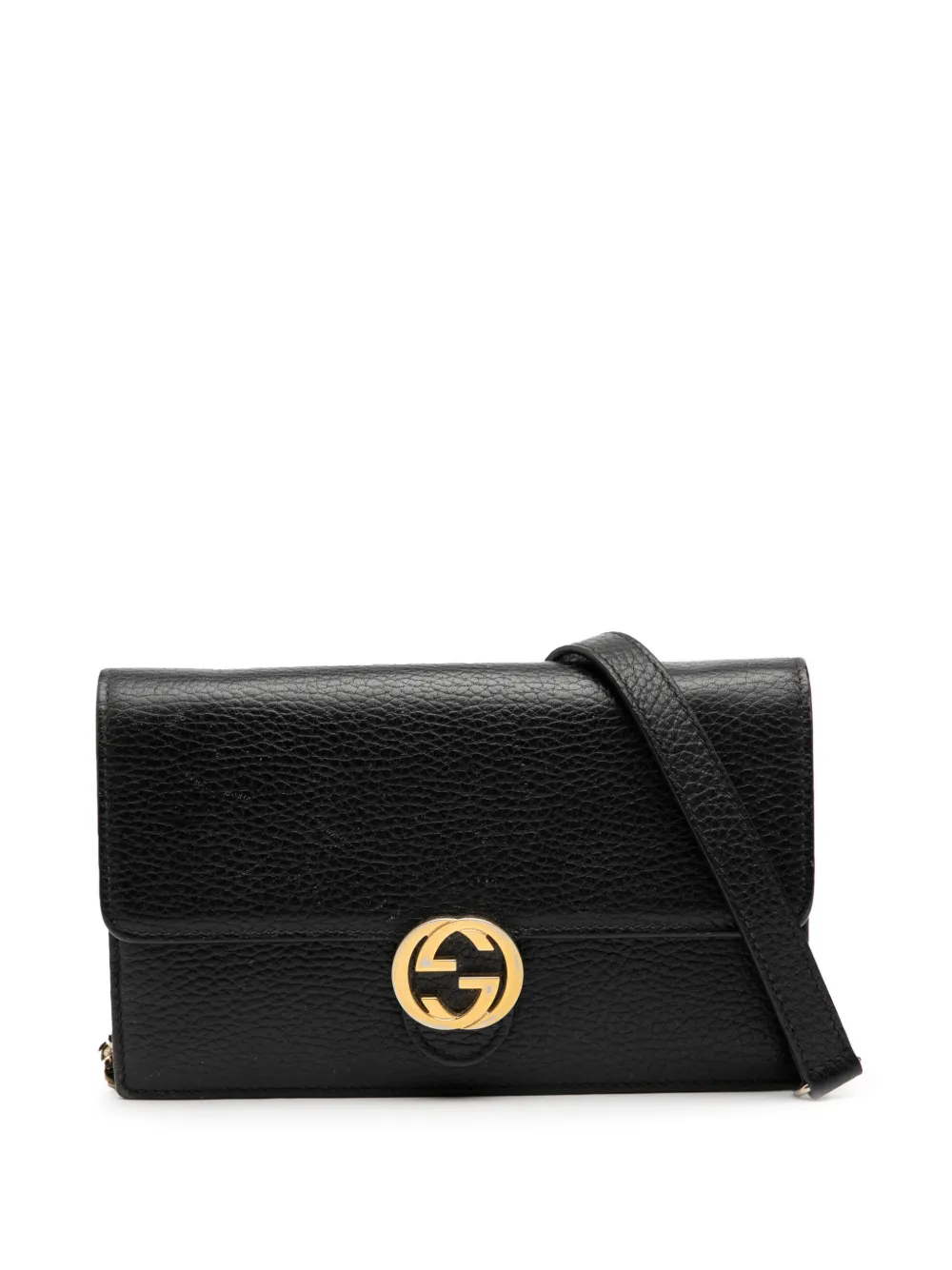 Gucci Pre-Owned 2000-2015 Leather Interlocking G Dollar Wallet on Chain crossbody bag - Nero
