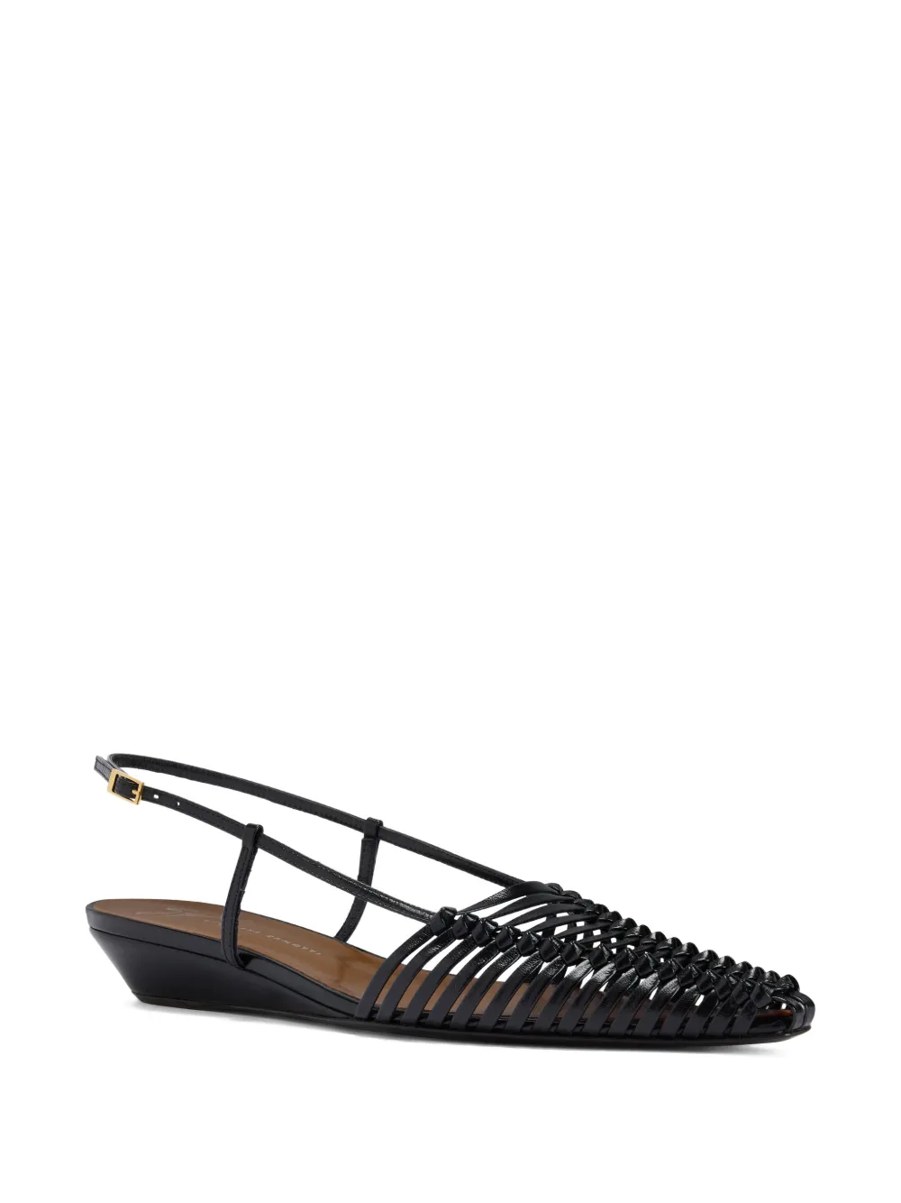Giuseppe Zanotti braided leather jane ballerina Zwart