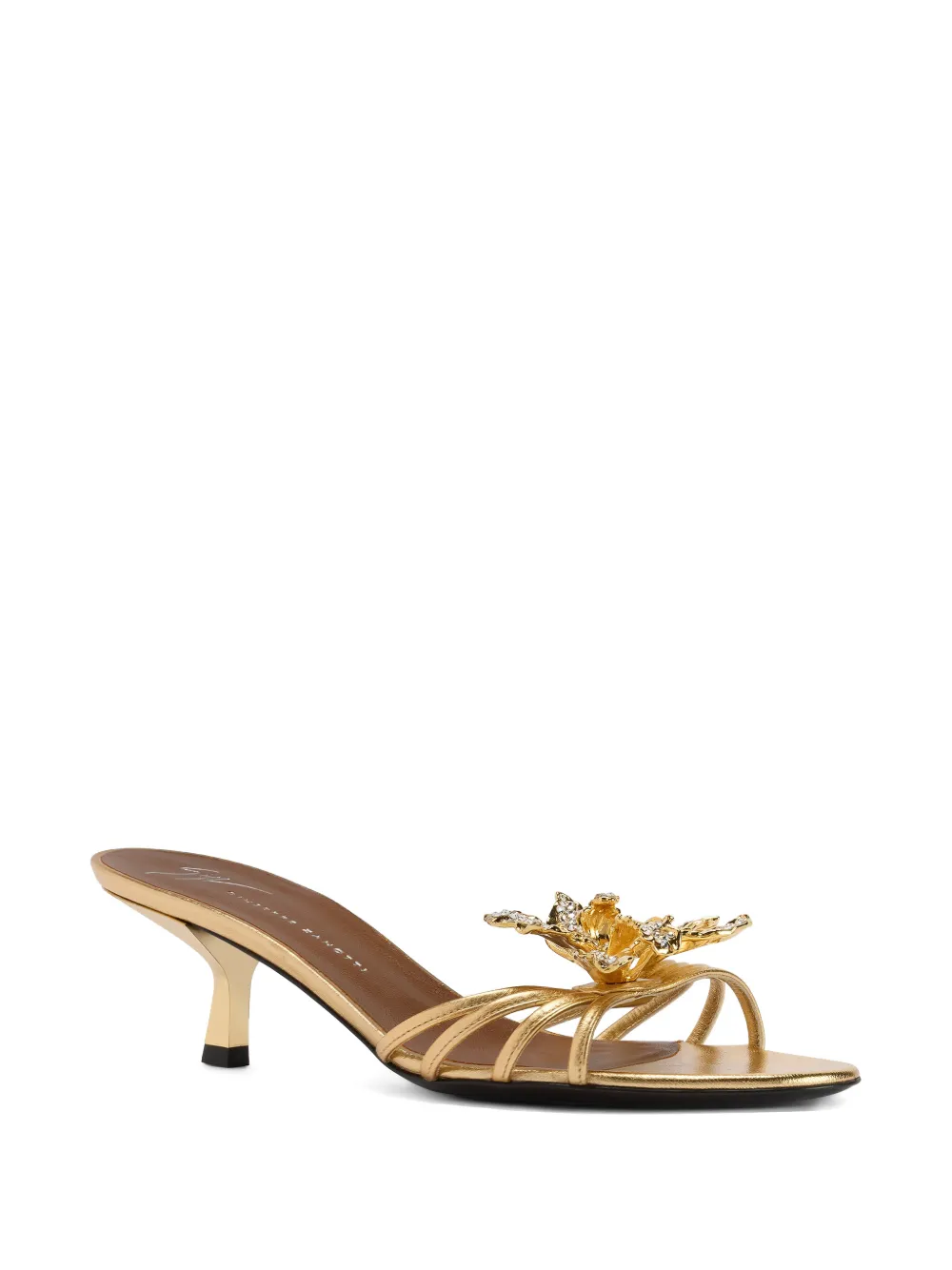 Giuseppe Zanotti Sandalen met orchidee-patroon Goud