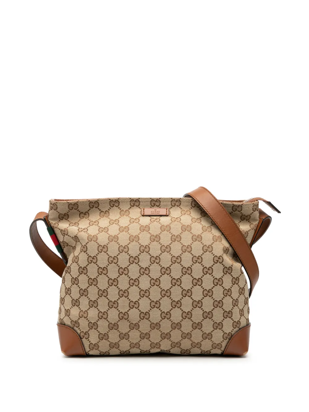 Gucci Pre-Owned Borsa a tracolla in tela GG con decorazione Web 2000-2015 - Marrone