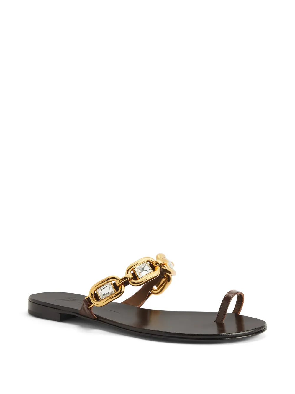Giuseppe Zanotti Insomnya sandalen met kristallen en gouden ketting Bruin