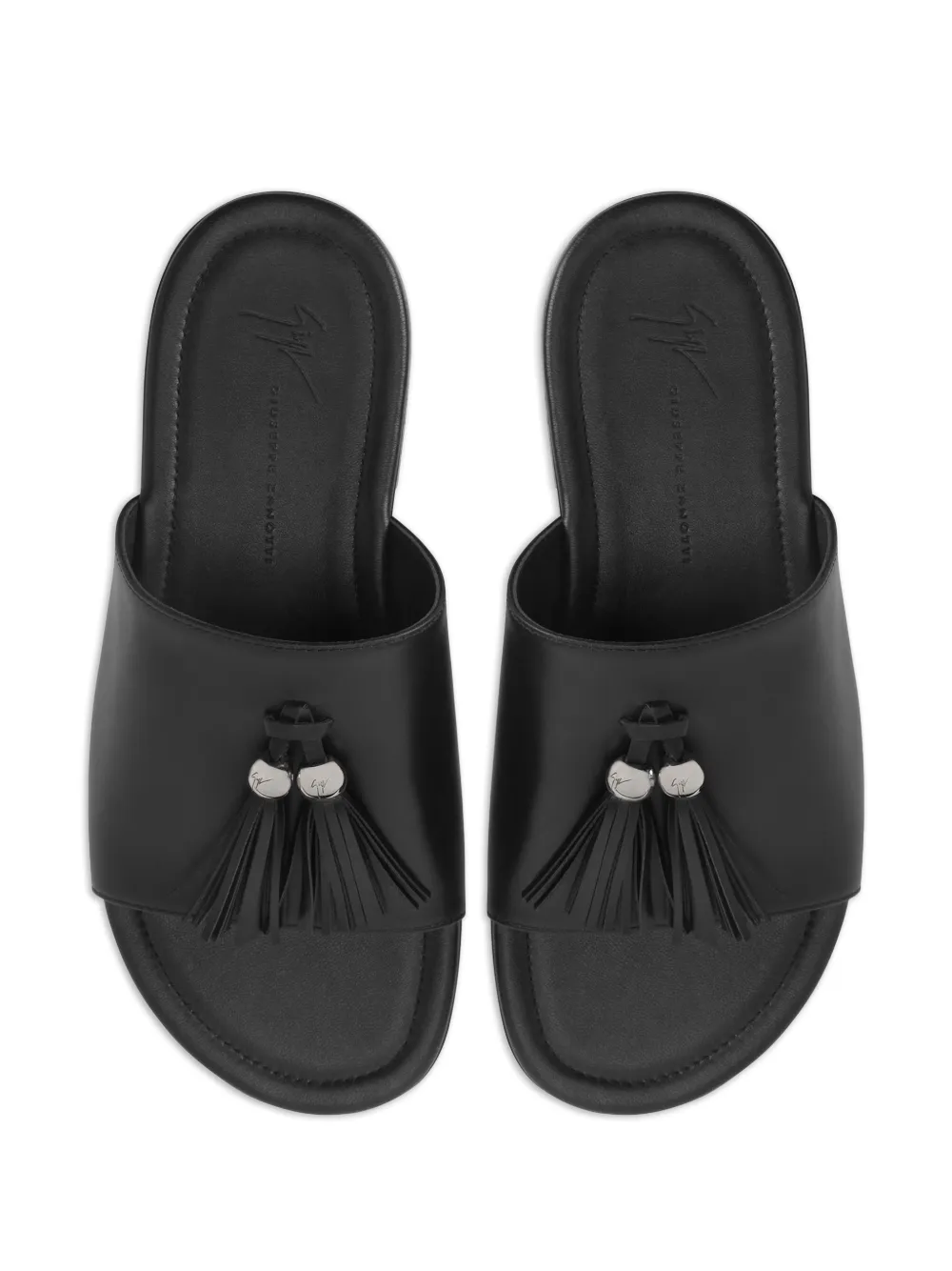 Giuseppe Zanotti Maratea leren sandalen met kwastjes Zwart