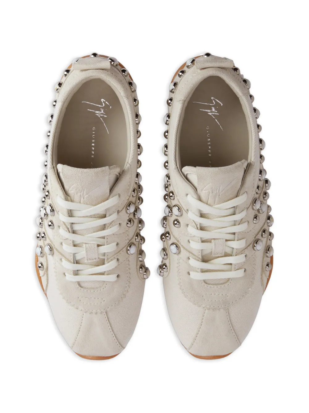 Giuseppe Zanotti Leren GZ Day and Night schoudertas met gehamerd effect Beige