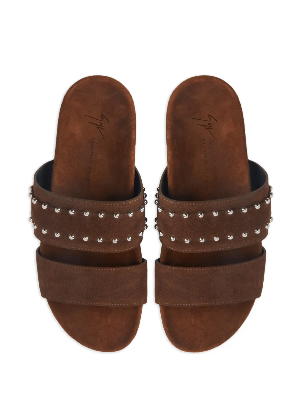 Giuseppe Zanotti Ryan sandalen met studs en dubbele bandjes Bruin