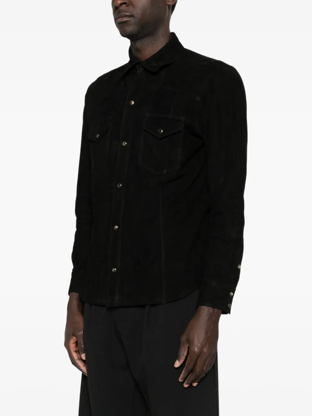  Rifugio Suede Chest Pockets Shirt - Black 