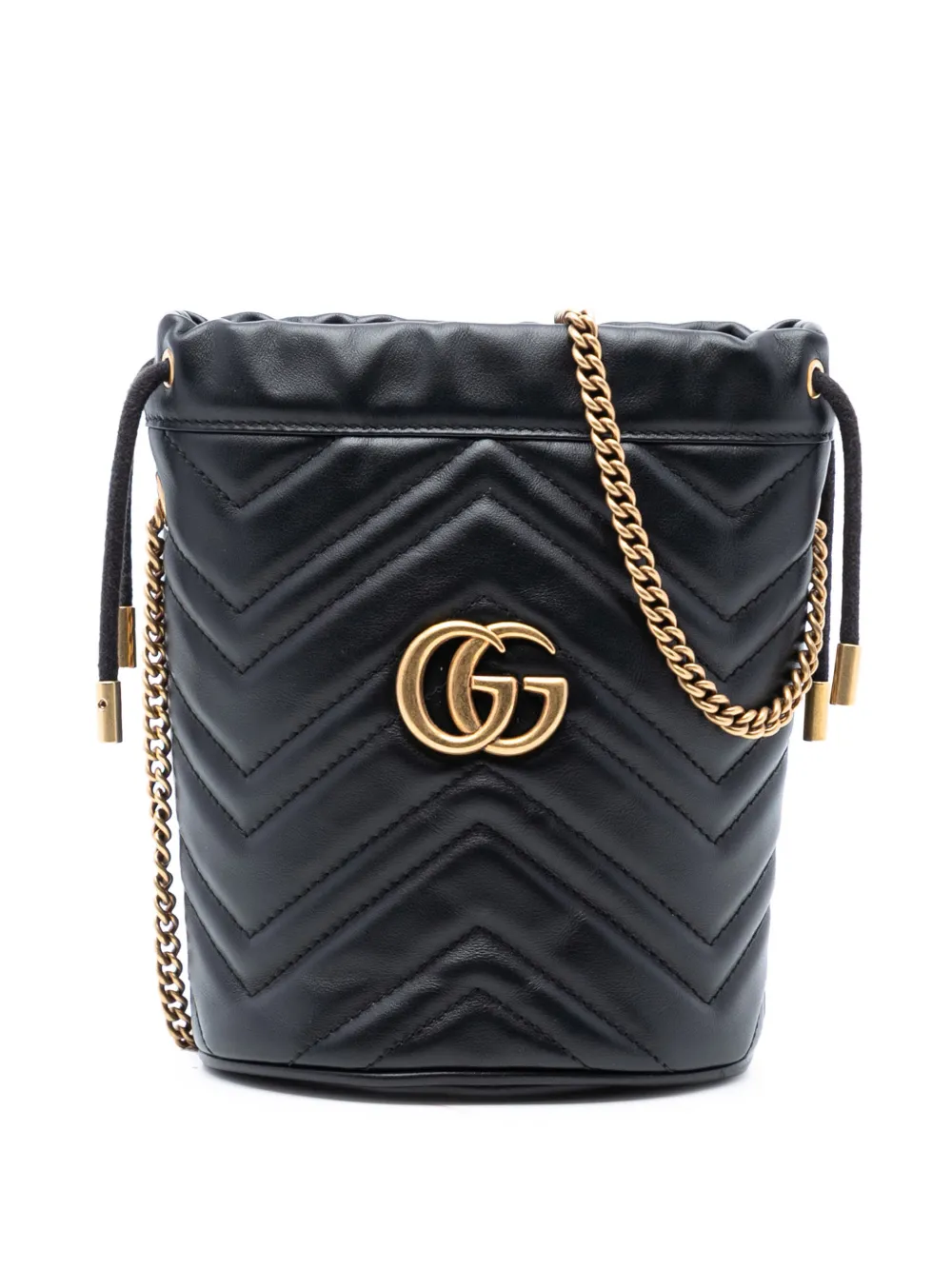 Gucci Pre-Owned 2016-2025 Small GG Marmont Leather Matelasse bucket bag - Nero