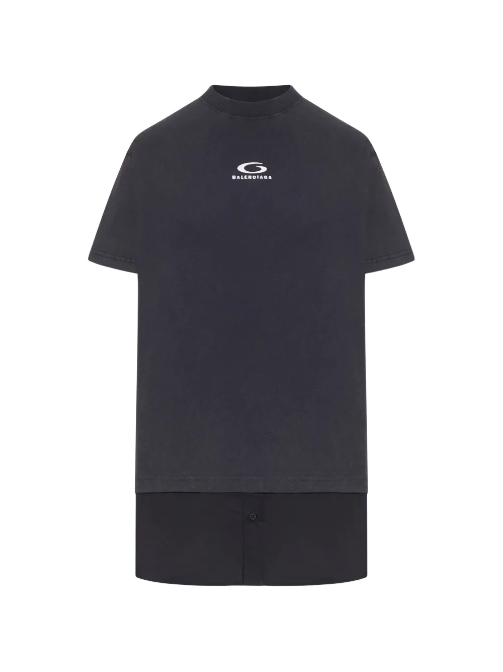Balenciaga logo-detail layered T-shirt dress - Grigio