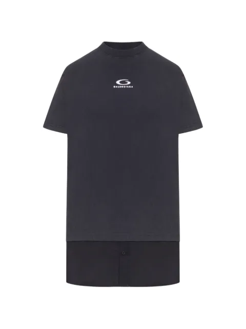 Balenciaga logo-detail layered T-shirt dress