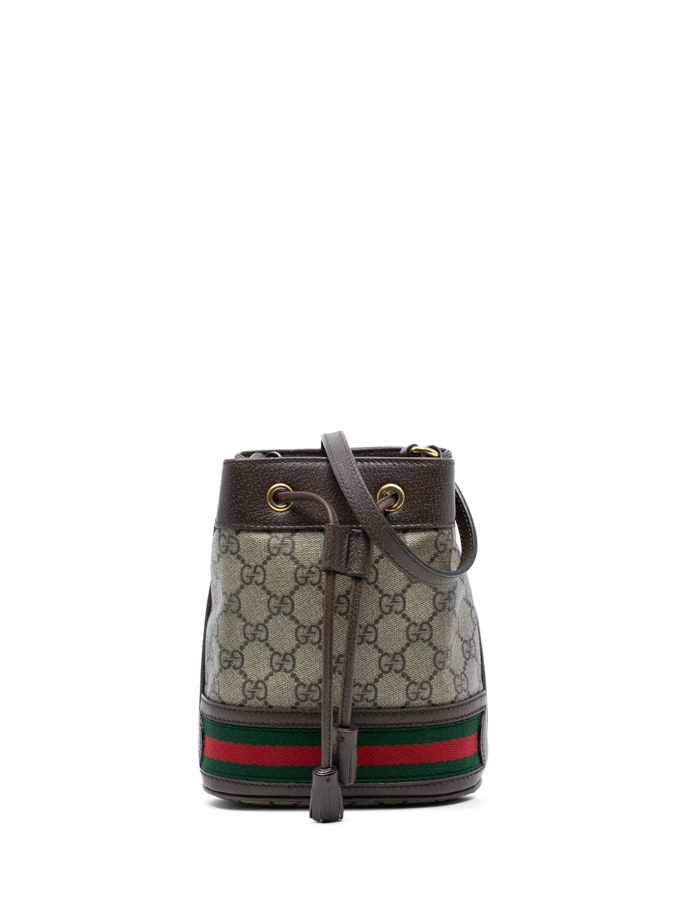 Gucci Pre-Owned 2016-2025 Mini GG Supreme Web Ophidia bucket bag - Marrone