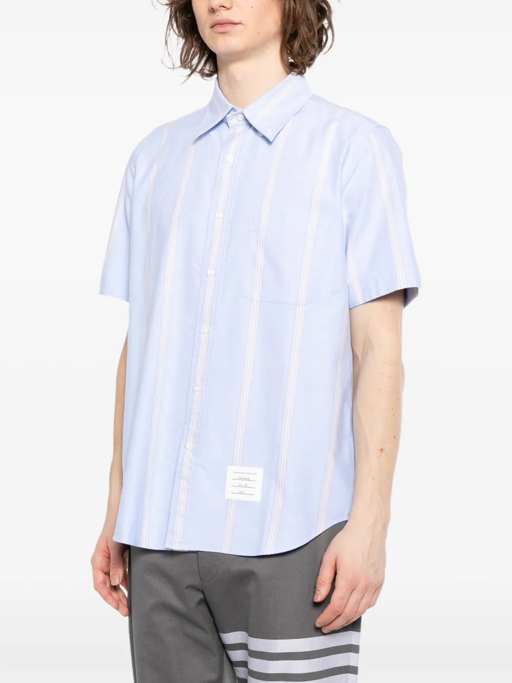  Thom Browne Striped Short-sleeve Shirt - Blue 