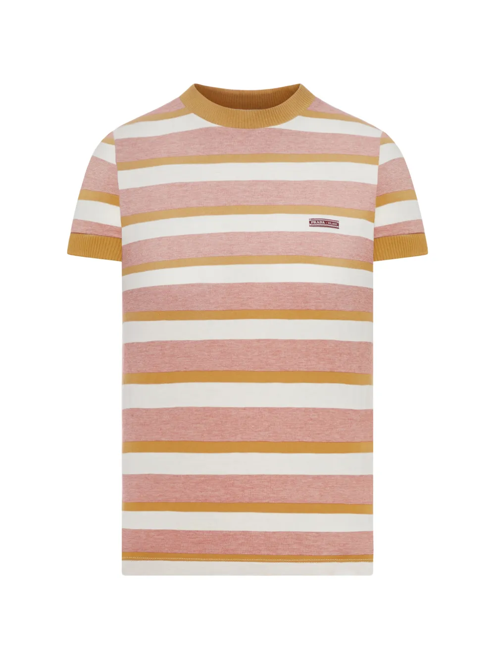 Prada striped ribbed-knit T-shirt - Rosa
