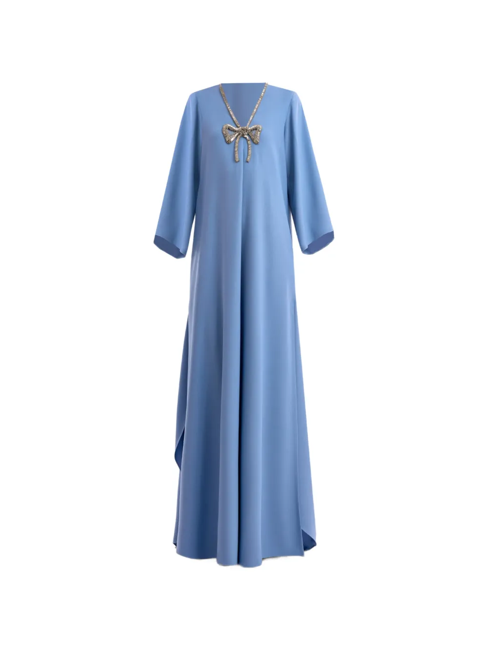 Gemy Maalouf Beaded-bow Kaftan In Blue