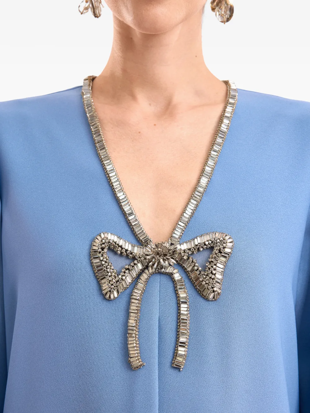 Gemy Maalouf Tuniek met strik met kralen Blauw