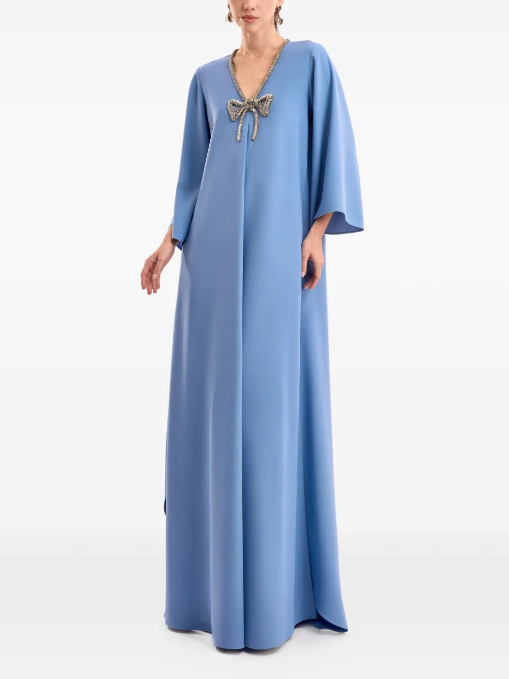 Gemy Maalouf Tuniek met strik met kralen Blauw